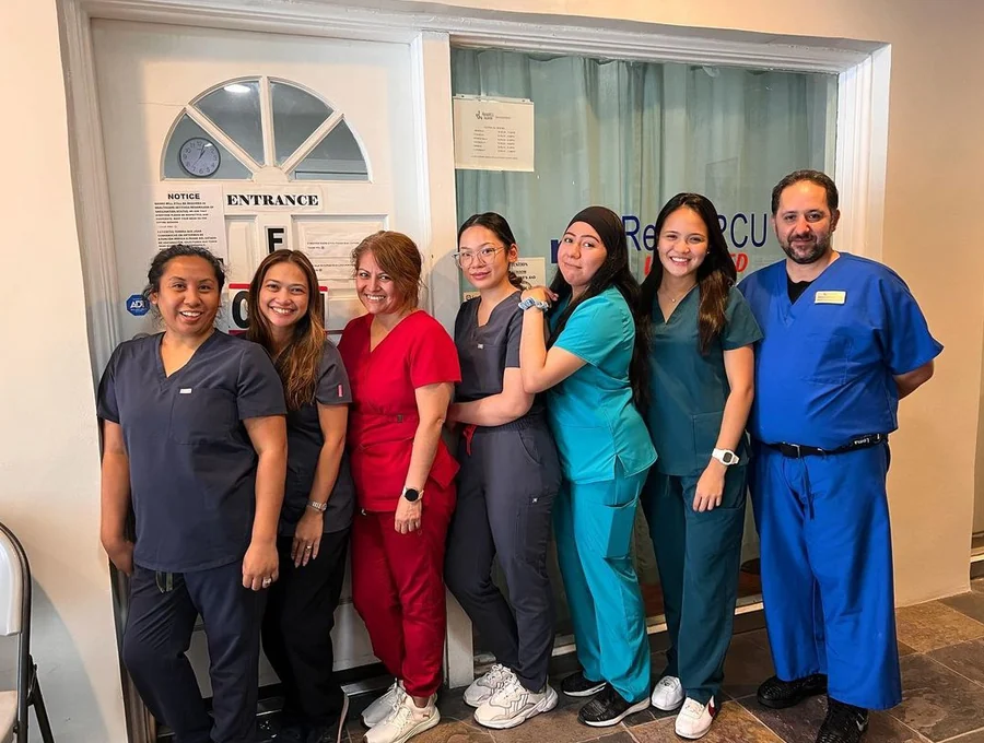The Jewel Physical Therapy team outside the clinic entrance in Reseda