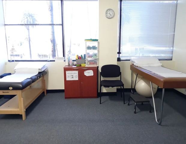 A treatment room at the Reseda clinic, set up for a one-on-one session